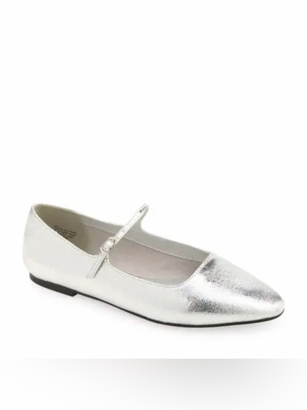 Open Edit Silver Mary Jane Pointed Toe Flats